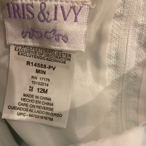 Iris and Ivy formal infant dress. 12 months - Picture 3 of 3